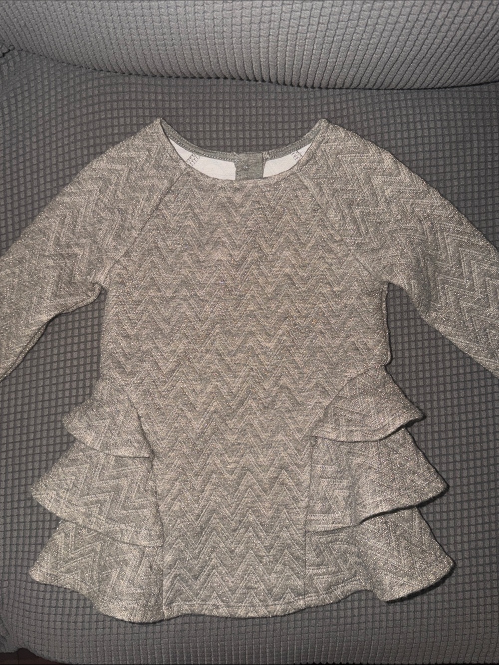 Cat & Jack Sparkle Gray Ruffle Sweatshirt Top